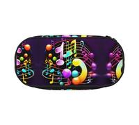 HJLUUFT Colorido estuche de maquillaje con estampado de notas musicales, estuche organizador con cremallera