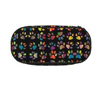 HJLUUFT Colorido estuche para lápices con estampado de huellas de perro, simple, resistente, multifuncional, organizador de papelería de oficina