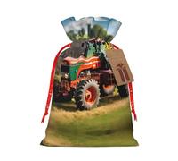 HJLUUFT Company Farm Tractors - Bolsa de lino de arpillera con estampado de tractores de granja, regalos de fiesta de Navidad, bolsa de regalo para regalos, varios tamaños (S, M)