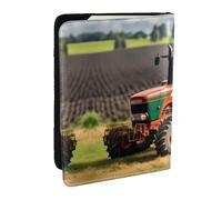 HJLUUFT Company Farm Tractors - Cartera de cuero para pasaporte para hombres y mujeres, funda para pasaporte de viaje para familia, Black, Talla única