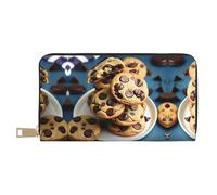 HJLUUFT Cookies Food Chocolate Chips Biscuits - Cartera para mujer, diseño delgado y minimalista, ideal para tarjetas de crédito y dinero en efectivo, piel sintética, cremallera de metal, Blanco,