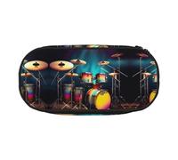 HJLUUFT Cool Drums Set - Bolsa de maquillaje para cosméticos, estuche de lápices Kawaii con cremallera