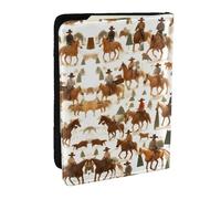 HJLUUFT Cowboy Ride Horse - Funda de piel para pasaporte, funda para pasaporte con tarjetero para mujeres y hombres, identificación familiar y viajes, Black, Talla única