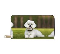 HJLUUFT Cute Bichon Frise Dog - Cartera elegante para mujer, delgada y minimalista, piel sintética, cremallera de metal, Blanco, Talla única, Classic
