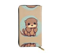 HJLUUFT Cute Otter - Cartera funcional para mujer, elegante y delgada, tarjetero con piel sintética y cremallera de metal, Negro -, Talla única, Classic