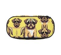 HJLUUFT Divertida bolsa de cosméticos con estampado de carlino y cachorro, bolsa organizadora con cremallera, Negro -, Talla única, Lindo