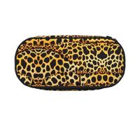 HJLUUFT Divertida bolsa de cosméticos con estampado de leopardo para maquillaje, estuche de lápices Kawaii, organizador con cremallera