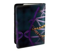 HJLUUFT DNA Chain - Cartera de piel con impresión fotográfica para pasaporte, para hombres y mujeres, funda para pasaporte de viaje para la familia, Black, Talla única