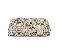 HJLUUFT Dog Bones Paw - Estuche de cuero de grano cruzado y bolsa de maquillaje, almacenamiento versátil para bolígrafos, cosméticos y más