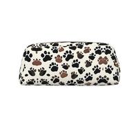 HJLUUFT Dog Paw Prints - Estuche para lápices de cuero de grano cruzado y bolsa de maquillaje, almacenamiento versátil para bolígrafos, cosméticos y mucho más