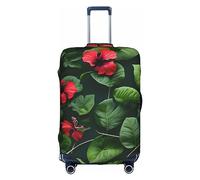 HJLUUFT Elegante funda de equipaje con hojas de vegetación con flores de hibisco. Protege y personaliza tu maleta con funda aprobada por la TSA, fundas de maleta para equipaje, Blanco, XL