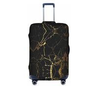 HJLUUFT Elegante funda de equipaje personalizada con textura de mármol dorado, protección de maleta con diseño aprobado por la TSA, se adapta a la mayoría de maletas de 28 pulgadas, Blanco, M