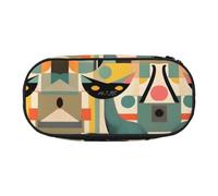 HJLUUFT Estuche de lápices con estampado de gato moderno de mediados de siglo, simple, resistente, multifuncional, organizador de papelería de oficina