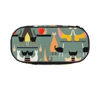 HJLUUFT Estuche de lápices con estampado de gatos de mediados de siglo, simple, resistente, multifuncional, organizador de papelería de oficina