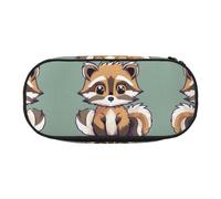 HJLUUFT Estuche de lápices simple y resistente con estampado de mapache, Negro , talla única, Lindo