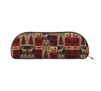 HJLUUFT Estuche de piel para lápices y maquillaje, diseño de ciervo y peces, de Lodge Bear, elegante bolsa de almacenamiento para tus cosas importantes, plata, talla única, Arte