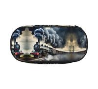 HJLUUFT Estuche para lápices con diseño de nubes de tren de vapor, simple, resistente, multifuncional, organizador de papelería de oficina