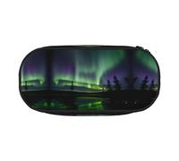 HJLUUFT Estuche para lápices con estampado de auroras boreales oscuras, simple, resistente, multifuncional, organizador de papelería de oficina