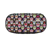HJLUUFT Estuche para lápices con estampado de calaveras de flores, simple, resistente, multifuncional, organizador de papelería de oficina
