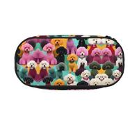 HJLUUFT Estuche para lápices con estampado de caniches y perros, simple y resistente, multifuncional, organizador de papelería de oficina