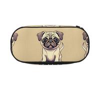 HJLUUFT Estuche para lápices con estampado de carlino y cachorros, diseño de carlino y perros, organizador de papelería de oficina