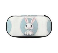 HJLUUFT Estuche para lápices con estampado de conejo blanco, simple, resistente, multifuncional, organizador de papelería de oficina