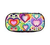 HJLUUFT Estuche para lápices con estampado de corazones en colores arcoíris, simple, resistente, multifuncional, organizador de papelería de oficina