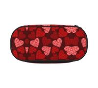 HJLUUFT Estuche para lápices con estampado de corazones rojos, simple, resistente, multifuncional, organizador de papelería de oficina