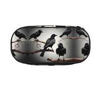 HJLUUFT Estuche para lápices con estampado de cuervo negro con diseño de pájaros en una rama, simple, resistente, multifuncional, organizador de papelería de oficina