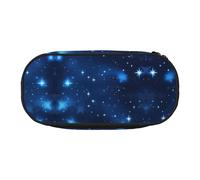 HJLUUFT Estuche para lápices con estampado de estrellas brillantes azules, simple, resistente, multifuncional, organizador de papelería de oficina