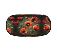 HJLUUFT Estuche para lápices con estampado de flores de amapola, simple, resistente, multifuncional, organizador de papelería de oficina