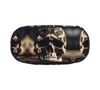HJLUUFT Estuche para lápices con estampado de huesos de esqueleto de calavera y roca, simple, resistente, multifuncional, organizador de papelería de oficina