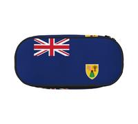 HJLUUFT Estuche para lápices con estampado de la bandera de las Islas Turcas y Caicos, simple, resistente, multifuncional, organizador de papelería de oficina