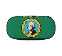 HJLUUFT Estuche para lápices con estampado de la bandera de Washington, simple, resistente, multifuncional, organizador de papelería de oficina