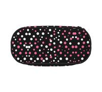 HJLUUFT Estuche para lápices con estampado de lunares negros, simple, resistente, multifuncional, organizador de papelería de oficina