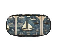 HJLUUFT Estuche para lápices con estampado de mapa náutico, simple, resistente, multifuncional, organizador de papelería de oficina