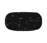 HJLUUFT Estuche para lápices con estampado de mármol negro, simple, resistente, multifuncional, organizador de papelería de oficina