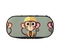 HJLUUFT Estuche para lápices con estampado de mono simple, resistente, multifuncional, organizador de papelería de oficina