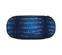 HJLUUFT Estuche para lápices con estampado de notas musicales azules, simple, resistente, multifuncional, organizador de papelería de oficina