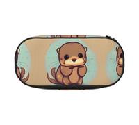 HJLUUFT Estuche para lápices con estampado de nutria, simple, resistente, multifuncional, organizador de papelería de oficina