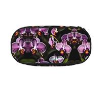HJLUUFT Estuche para lápices con estampado de orquídeas moradas, simple, resistente, multifuncional, organizador de papelería de oficina