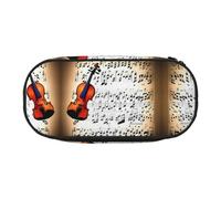 HJLUUFT Estuche para lápices con estampado de partituras de violín, simple, resistente, multifuncional, organizador de papelería de oficina