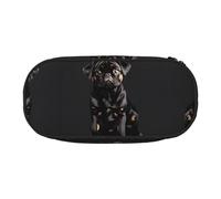 HJLUUFT Estuche para lápices con estampado de perro carlino negro, simple, resistente, multifuncional, organizador de papelería de oficina