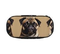 HJLUUFT Estuche para lápices con estampado de perros carlino simple, resistente, multifuncional, organizador de papelería de oficina