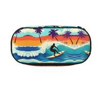 HJLUUFT Estuche para lápices con estampado de surfista hawaiano, simple, resistente, multifuncional, organizador de papelería de oficina