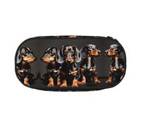 HJLUUFT Estuche para lápices con estampado de tres perros salchicha, simple, resistente, multifuncional, organizador de papelería de oficina