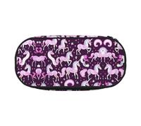 HJLUUFT Estuche para lápices con estampado de unicornios y rosas, simple, resistente, multifuncional, organizador de papelería de oficina