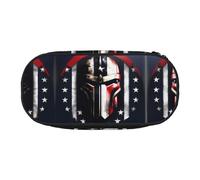 HJLUUFT Estuche para lápices con estampado espartano de la bandera de Estados Unidos, simple, resistente, multifuncional, organizador de papelería de oficina