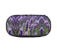 HJLUUFT Estuche para lápices con estampado floral de lavanda morada, simple, resistente, multifuncional, organizador de papelería de oficina