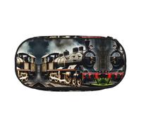 HJLUUFT Estuche para lápices con impresión de tren de locomotoras de vapor, simple, resistente, multifuncional, organizador de papelería de oficina